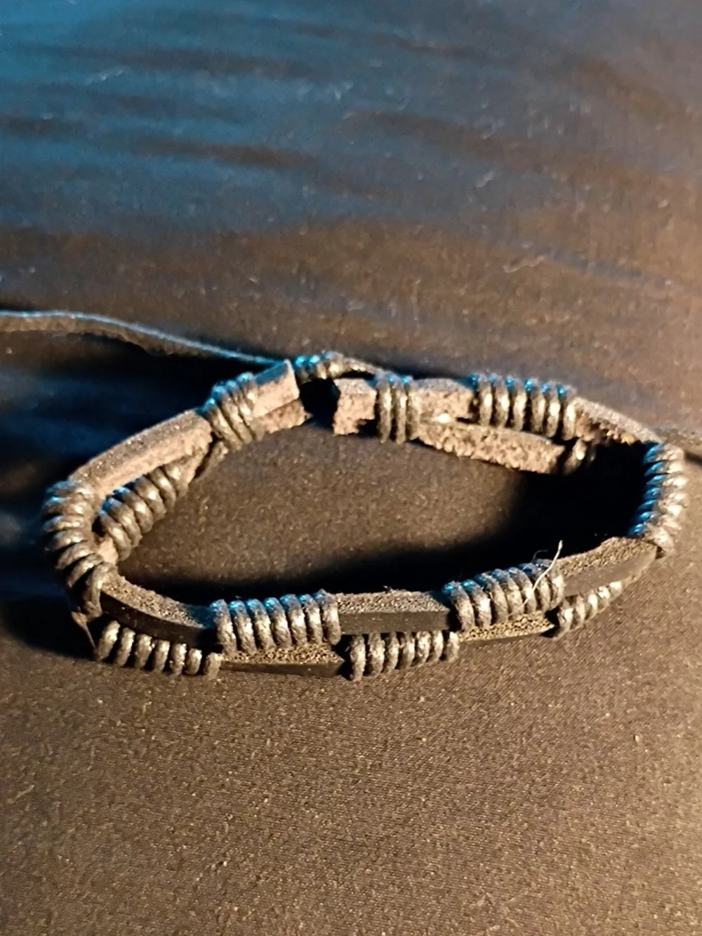 Handcrafted Black Woven Leather Bracelet